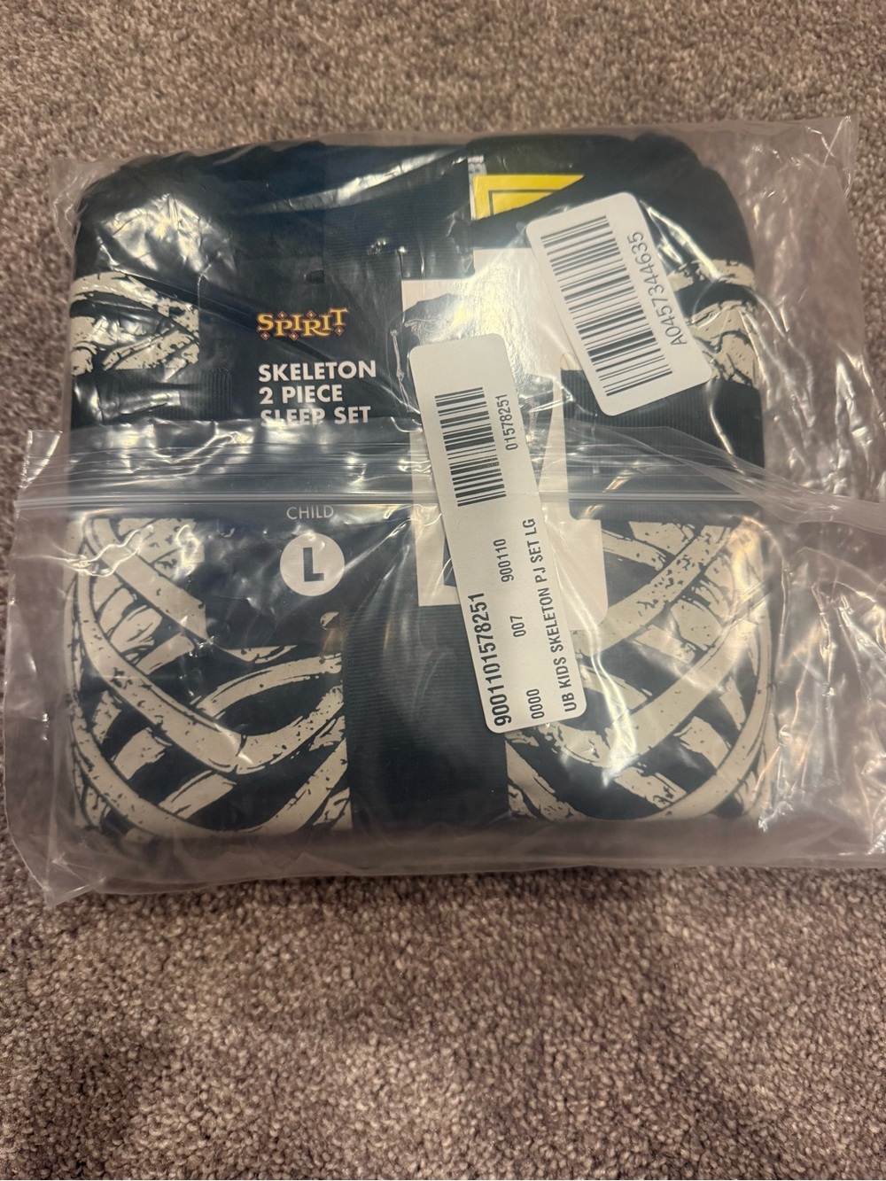Spirit Black Sleep Set with White Skeleton Print
